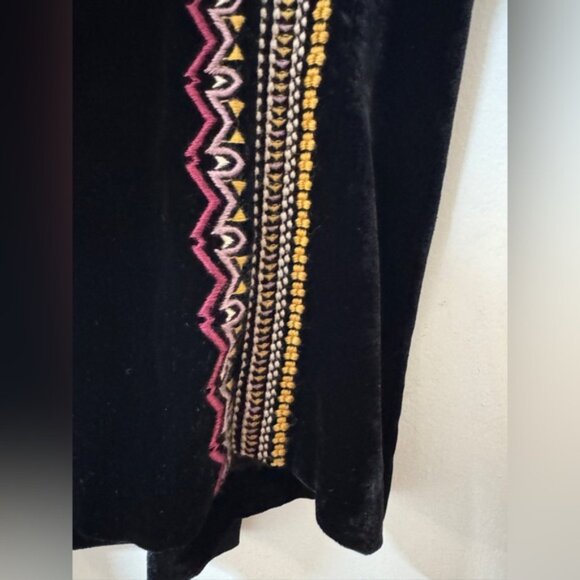 Johnny Was Love Silk Blend Velvet Black Embroidered Wide Leg Cropped Pants Large - Picture 7 of 12